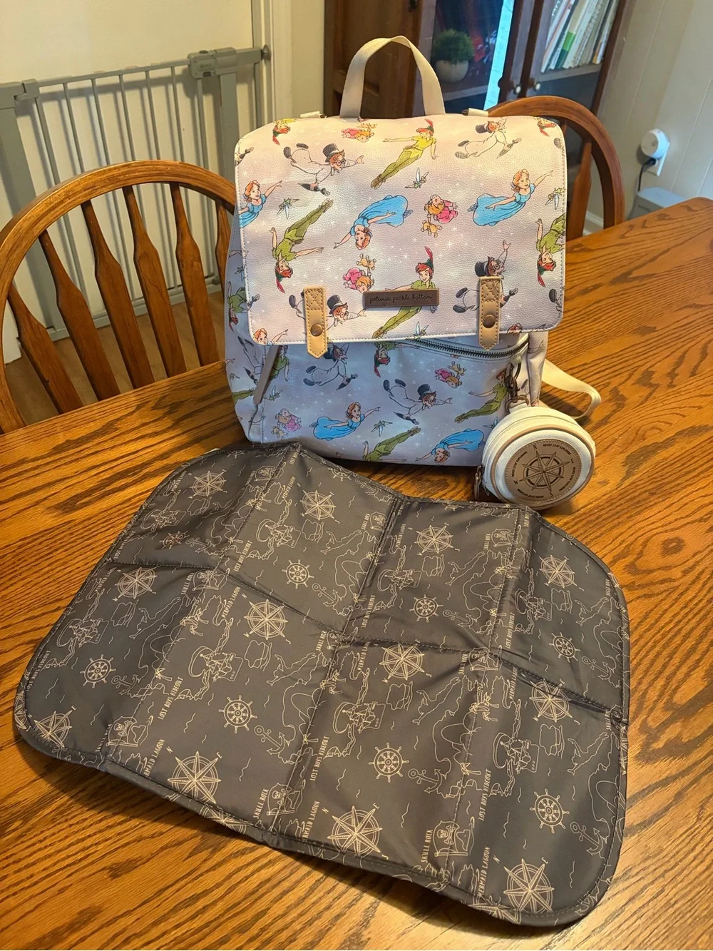 Petunia Pickle Bottom Off to Neverland Peter Pan Print Meta diaper bag Backpack